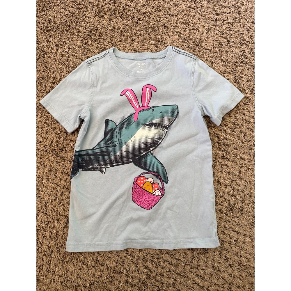 Carter's Boys Easter Shark Bunny Ears Tee Size 7